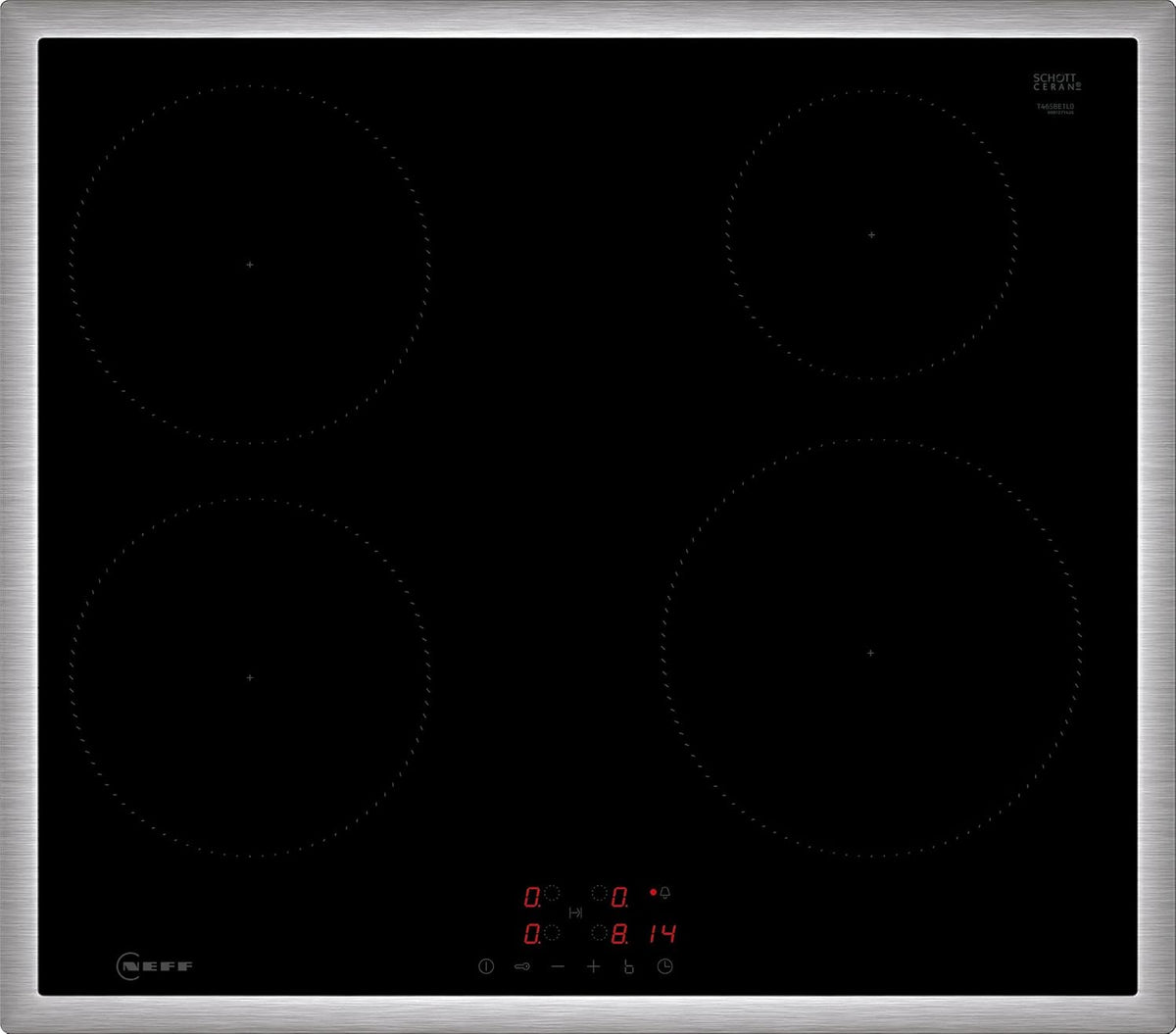 Neff Kochfeld, 60 cm, Schwarz/Silber, T46SBE1L0, N 50, Induktions, autarkes Glaskeramik- breit, Touch Control, Powerstufe