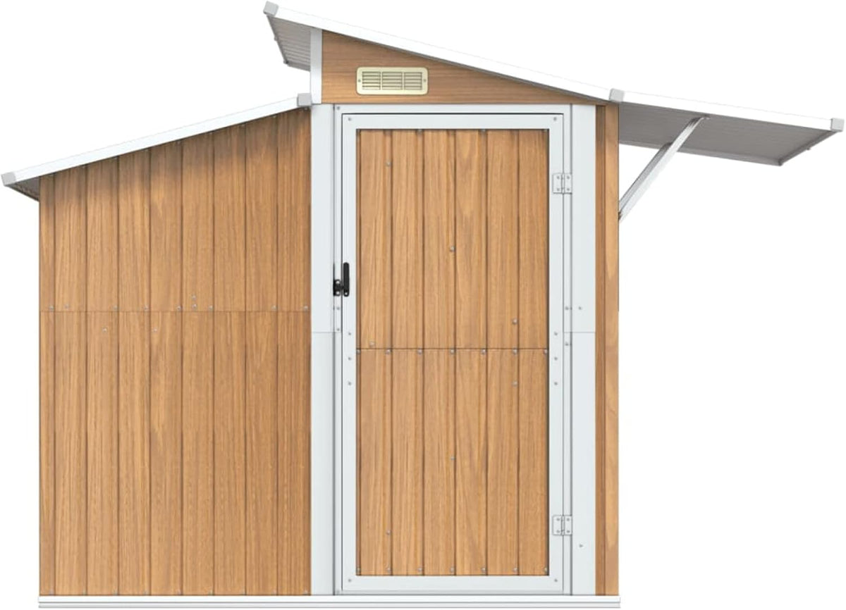 Tidyard Gerätehaus, 270 x 130 x 208,5 cm, Braun/Weiß, Geräteschuppen Gartenhauses Gartengeräte Gartenschuppen