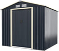 Gerätehaus GOPLUS, 213 x 191 x 195 cm, 4,07 m, Dunkelgrau/Beige, Metall ², Erweitert, Geräteschuppen mit Schiebetür