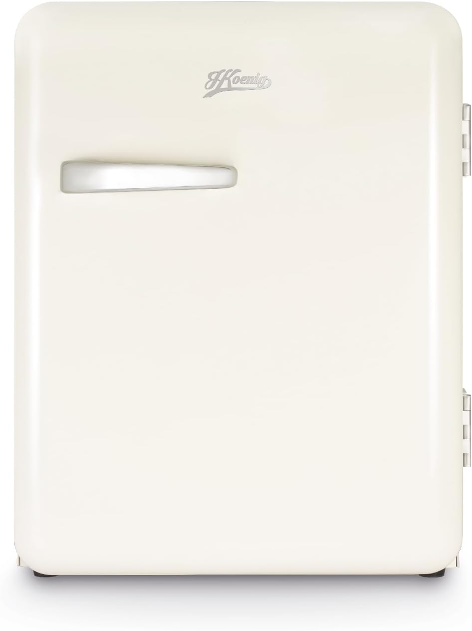 H.Koenig Mini-Kühlschrank, 24 dB, 31 L, Cremefarben, Mini Bar Vintage Toad8, kompakt, für Lebensmittel, Getränke