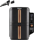 Ninja Heissluftfritteuse, 9,5 L, Schwarz/Kupfer, Double Stack XL Heißluftfritteuse, 2 vertikale Schubladen, 4 Kochstufen