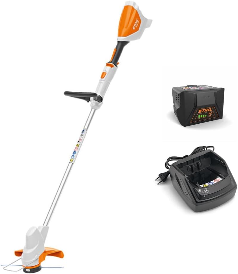 Stihl Rasentrimmer, weiß/orange/schwarz, Akku-Motorsense-Set, Batteriebetrieben, FSA 57 Compact mit Akku AK 10 + Ladegerät AL 101