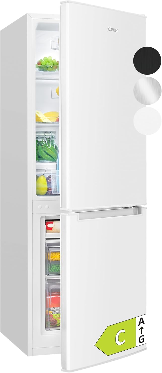 Bomann Kühl-Gefrierkombination, 143 cm, 40 dB, 173 L, Weiß, ® Kühlschrank mit Gefrierfach, Energieklasse C, Kühl Gefrierkombination leise