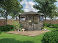 Gerätehaus Alpholz, 250 x 250 cm, 28 mm, Grau, 5-Eck Gartenhaus Sunny-B aus Holz Imprägniert