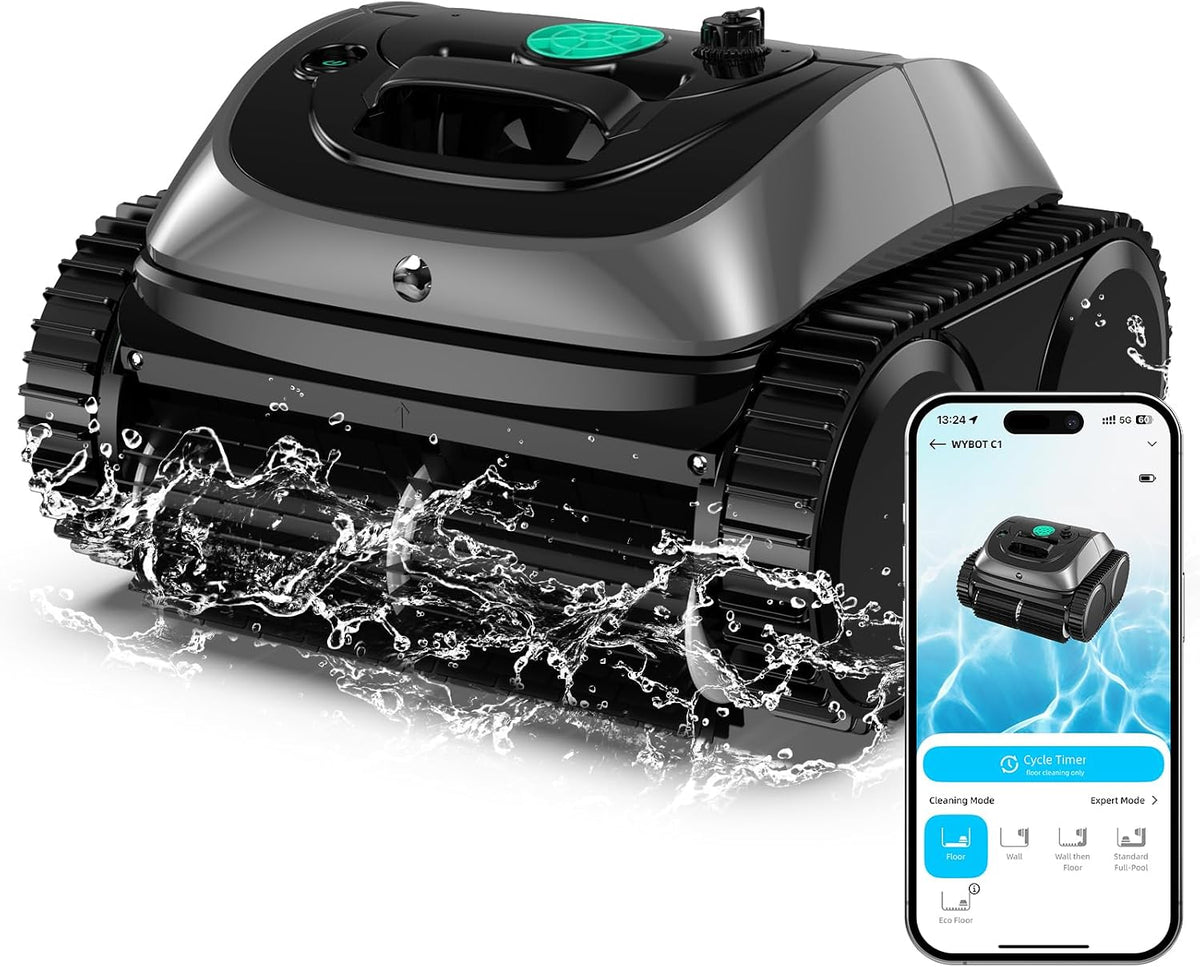 WYBOT Poolroboter, Schwarz/Grau, fully automatic pool cleaner floor, waterline, 150 ㎡-Grau
