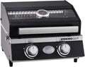 RÖSLE Gasgrill, Schwarz/Silber, BBQ-Portable VIDERO G2-P, tragbarer Tischgrill mit 2 Edelstahlbrennern, Warmhalterost und Deckel mit Glaseinsatz sowie