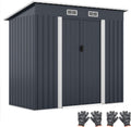 COSTWAY Gerätehaus, 213 cm x 112 cm x 185 cm (L x B x H), Verzinktes Metall, farbbeschichtetes Metallblech, Anthrazit/Grau