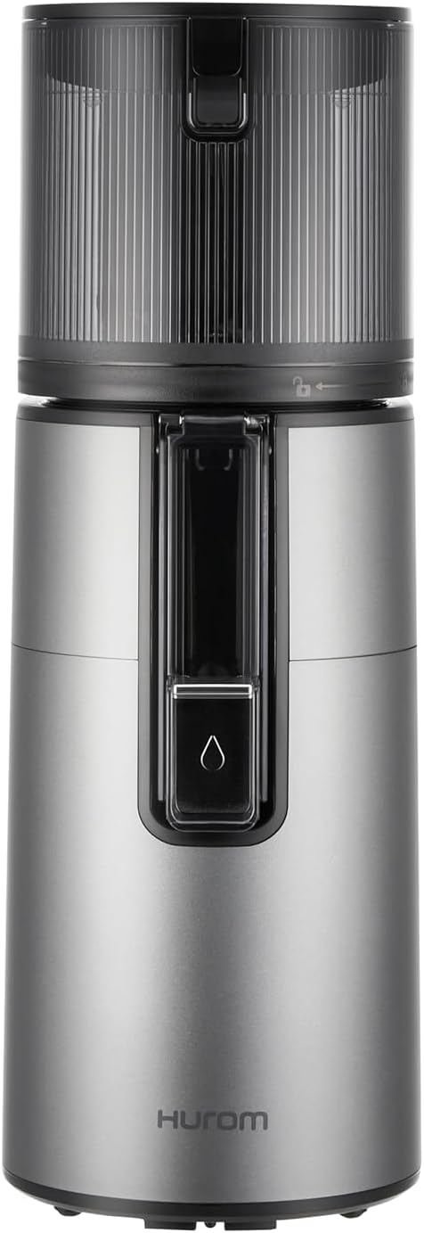 Hurom Mastizier-Entsafter mit einer Schnecke, 2 L, Grau, H400 Slow Juicer, Entsafter Gemüse & Obst, Mega Hopper