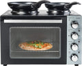 Bestron Backofen, Schwarz/Silber, AOV31CP Kleinküche, Mini- mit Doppelkochplatte, Ober-/Unterhitze mit Umluftfunktion bis 230°C