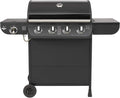 El Fuego Gasgrill, Schwarz, 'COLUMBUS' von ® 4 + 1 Brenner Grill Smoker Grillwagen BBQ, inkl. Seitenbrenner, verchromter Warmhalterost