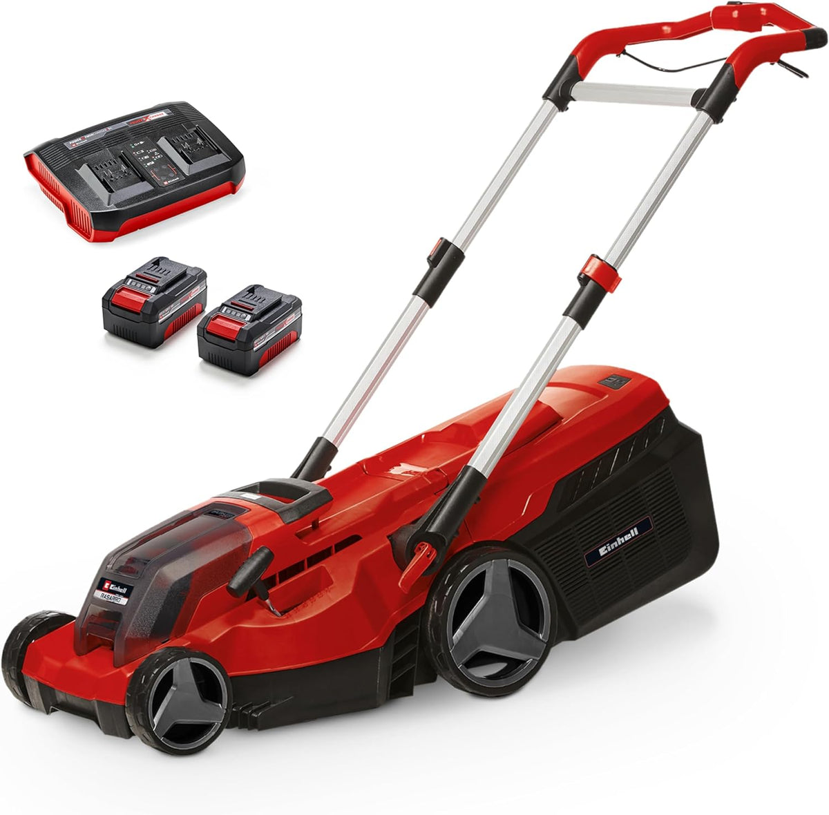 Einhell Rasenmäher, 4,0 Ah, 38 cm, 450 m, 36 V, Rot/Schwarz, Akku- RASARRO 36/38 Kit Power X-Change (, Schnittbreite