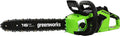 Greenworks Kettensäge, 3,81 kg, 40 cm, 20 m, 40 V, Grün/Schwarz, GD40CS18 Akku mit bürstenlosem Motor, Blattlänge