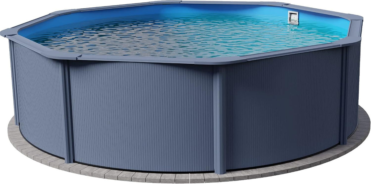 Planet Pool Stahlrahmenpool, 360x120 cm, 0,4 mm, 0,3 mm, Anthrazit/Blau, Stahlwand rund Classic, Stahl anthrazit