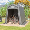 Gerätehaus muenfly, 245x183x217 cm, Grau, Aufbewahrungsschuppen, Wetterfestes PE & Fahrradunterstand, UV- & Windfest