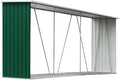 Gartenhaus Gerätehaus, 330x84x152 cm, Grün/Grau, Lagerhaus Metall Kaminholzregal Outdoor Stahl Holz