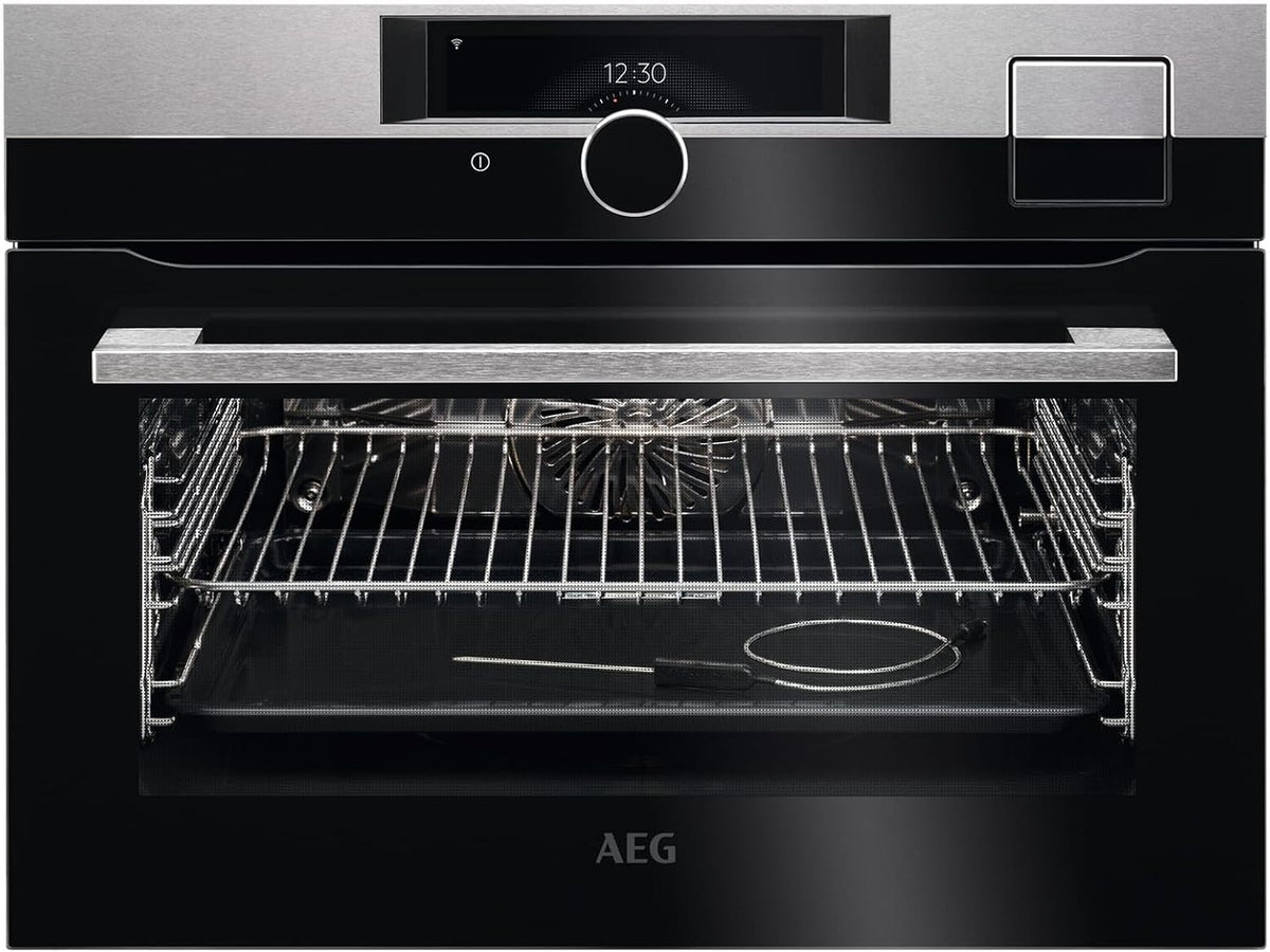 AEG Backofen, Schwarz/Edelstahl, KSK998290M Kompakt-Dampf Edelstahl