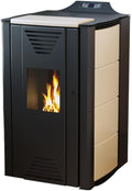 ThermoFlux Pelletheizungen, 14 kW, Schwarz/Beige, wasserführender Pelletofen INTERIO 14, beige