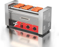 crosson Elektrogrill, 1050 W, Silber/Rot, Hot Dog Maschinen 5 Rollen mit Brötchenwärmer, 12 Hotdogs Machine mit Temperaturregler Für Party