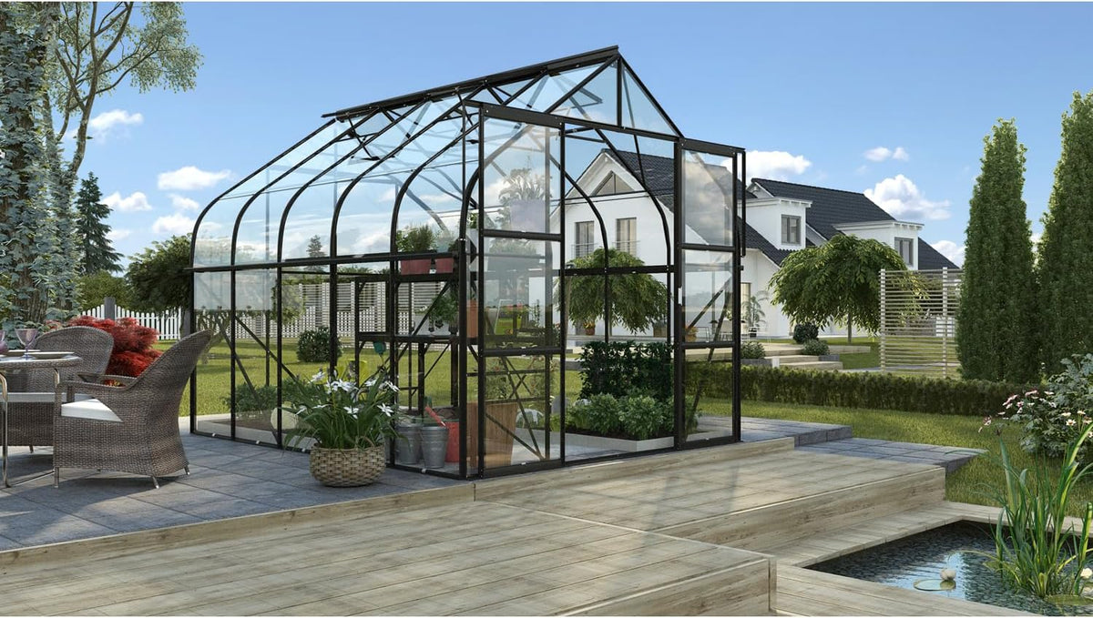 Vitavia Gewächshaus, 8,3 m, 3 mm, Schwarz/Klar, Diana 8300', schwarz, Wetterfestes & stabiles Treibhaus, Robust & langlebig