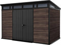 Keter Gerätehaus, 340x218x226 cm, Schwarz/Braun, Gartenhaus Signature 11x7, Kunststoff in Rosenholzoptik, abschließbar
